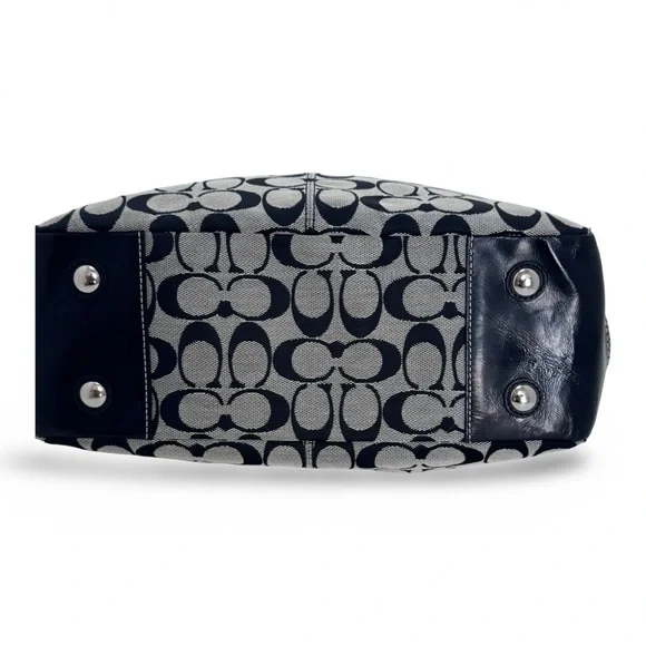 Coach Signature Turnlock Black Gray Jacquard Canvas Leather Trim F14281 - Picture 7 of 12